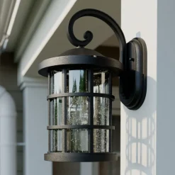 Lindby buitenwandlamp Ankea, zwart, hoogte 37 cm, IP23, E27