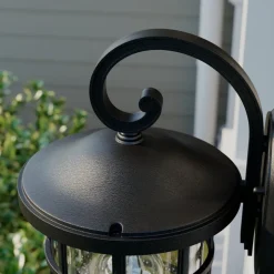 Lindby buitenwandlamp Ankea, zwart, hoogte 37 cm, IP23, E27