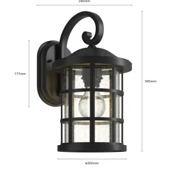 Lindby buitenwandlamp Ankea, zwart, hoogte 37 cm, IP23, E27