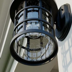 Lindby buitenwandlamp Ankea, zwart, hoogte 37 cm, IP23, E27