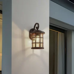 Lindby buitenwandlamp Ankea, roest/amber, 37 cm, IP23, E27