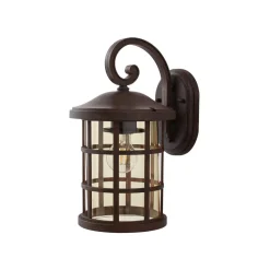 Lindby buitenwandlamp Ankea, roest/amber, 37 cm, IP23, E27