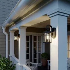 Lindby buitenwandlamp Ankea, zwart, hoogte 28 cm, IP23, E27