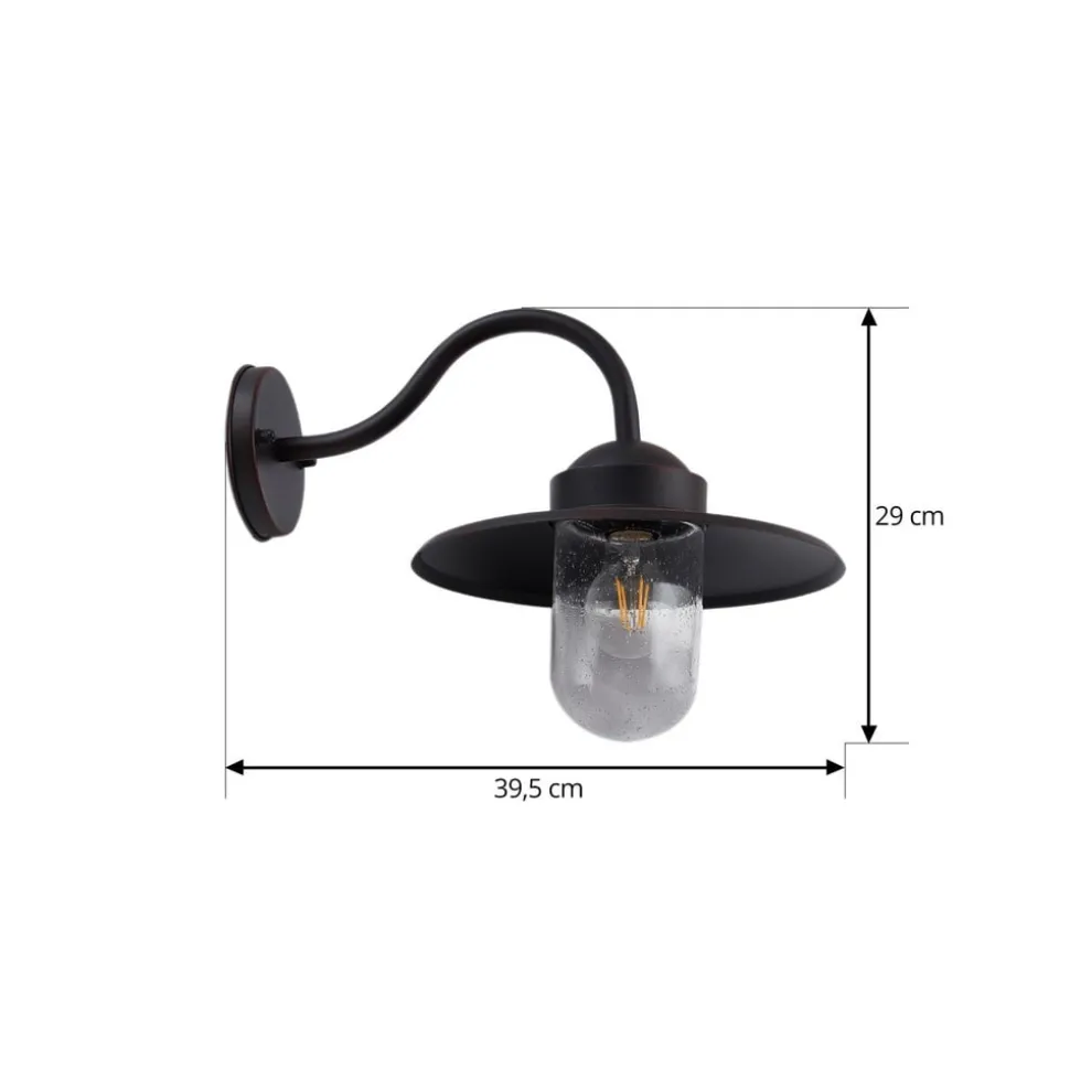 Lindby buitenwandlamp Bilma, roestkleurig, glas, 29 cm