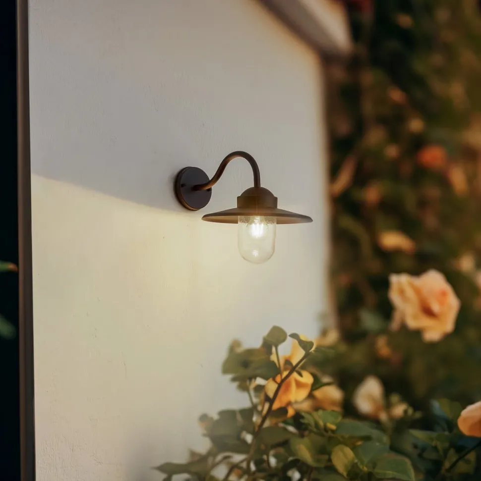 Lindby buitenwandlamp Bilma, roestkleurig, glas, 29 cm