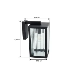 Lindby buitenwandlamp Bolgar, zwart, metaal, glas, 15cm