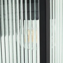 Lindby buitenwandlamp Bolgar, zwart, metaal, glas, 15cm