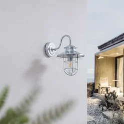 Lindby buitenwandlamp Celinor, zilver, staal, Ø 15 cm