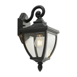 Lindby buitenwandlamp Cerys, zwart, kunststof, hoogte 37cm