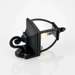 Lindby buitenwandlamp Cerys, zwart, kunststof, hoogte 37cm