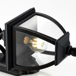 Lindby buitenwandlamp Cerys, zwart, kunststof, hoogte 37cm