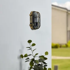 Lindby buitenwandlamp Daaje, goudkleurig, 16 cm, aluminium