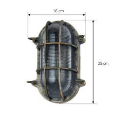 Lindby buitenwandlamp Daaje, goudkleurig, 16 cm, aluminium