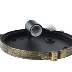 Lindby buitenwandlamp Daaje, goudkleurig, Ø 26 cm, aluminium