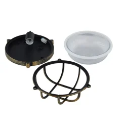 Lindby buitenwandlamp Daaje, goudkleurig, Ø 26 cm, aluminium