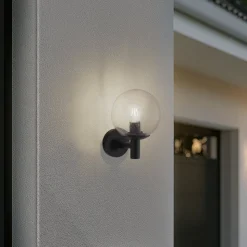 Lindby buitenwandlamp Dangan, helder, glas, Ø 20 cm