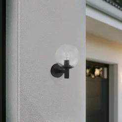 Lindby buitenwandlamp Dangan, helder, glas, Ø 20 cm