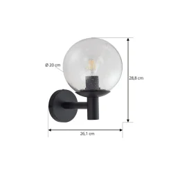 Lindby buitenwandlamp Dangan, helder, glas, Ø 20 cm