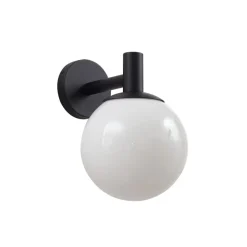 Lindby buitenwandlamp Dangan, wit, glas, Ø 20 cm, IP44