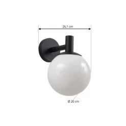 Lindby buitenwandlamp Dangan, wit, glas, Ø 20 cm, IP44