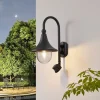 Lindby buitenwandlamp Daphne, zwart, sensor, metaal, E27