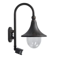 Lindby buitenwandlamp Daphne, antiek zwart, sensor, E27