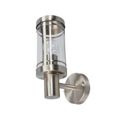 Lindby buitenwandlamp Djori, aluminiumkleurig, roestvrij staal, E27