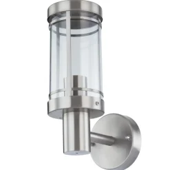 Lindby buitenwandlamp Djori, aluminiumkleurig, roestvrij staal, E27