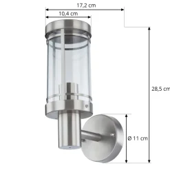 Lindby buitenwandlamp Djori, aluminiumkleurig, roestvrij staal, E27