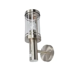 Lindby buitenwandlamp Djori, sensor, aluminiumkleurig, E27