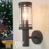 Lindby buitenwandlamp Djori, sensor, antraciet, roestvrij staal