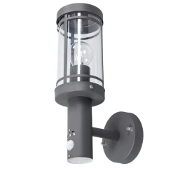 Lindby buitenwandlamp Djori, sensor, antraciet, roestvrij staal