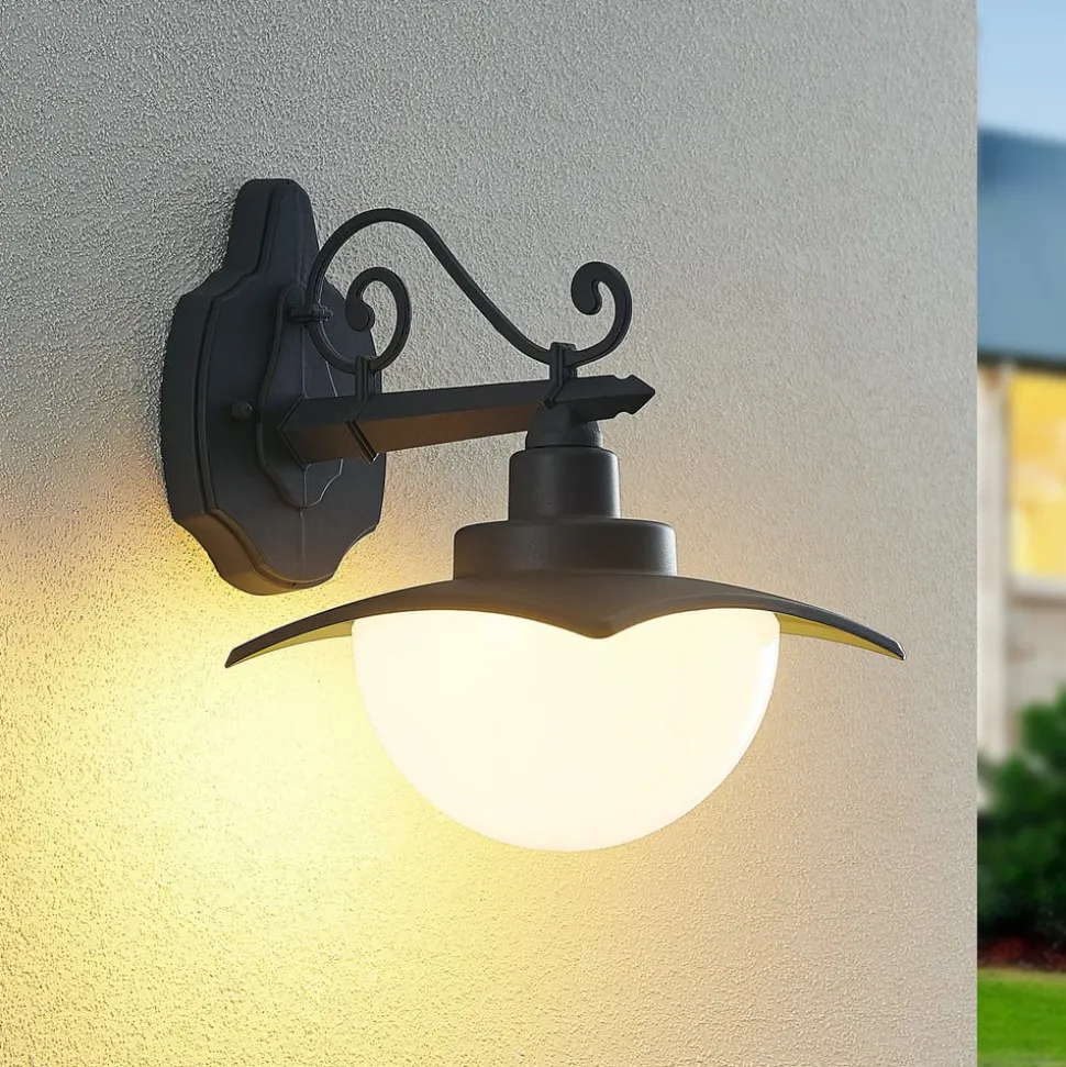 Lindby buitenwandlamp Elinda, hoogte 29 cm, antraciet, glas