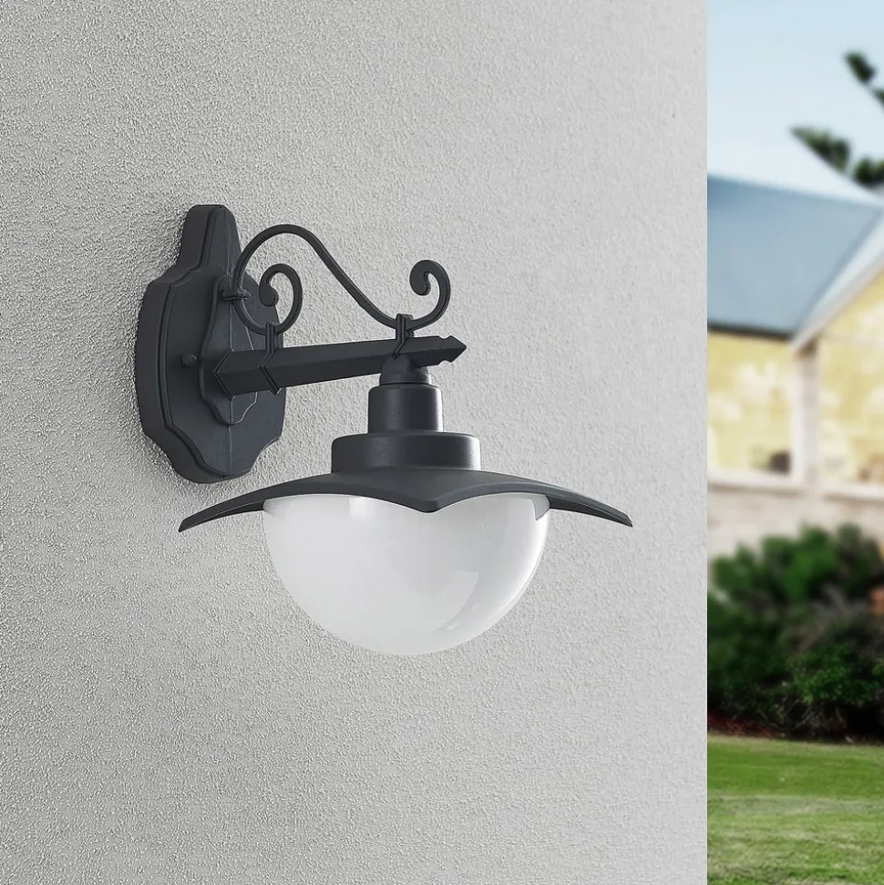 Lindby buitenwandlamp Elinda, hoogte 29 cm, antraciet, glas