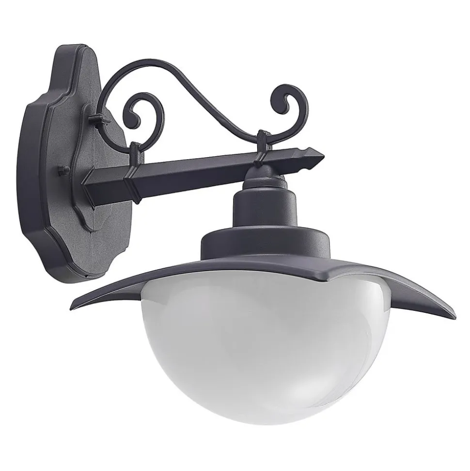 Lindby buitenwandlamp Elinda, hoogte 29 cm, antraciet, glas