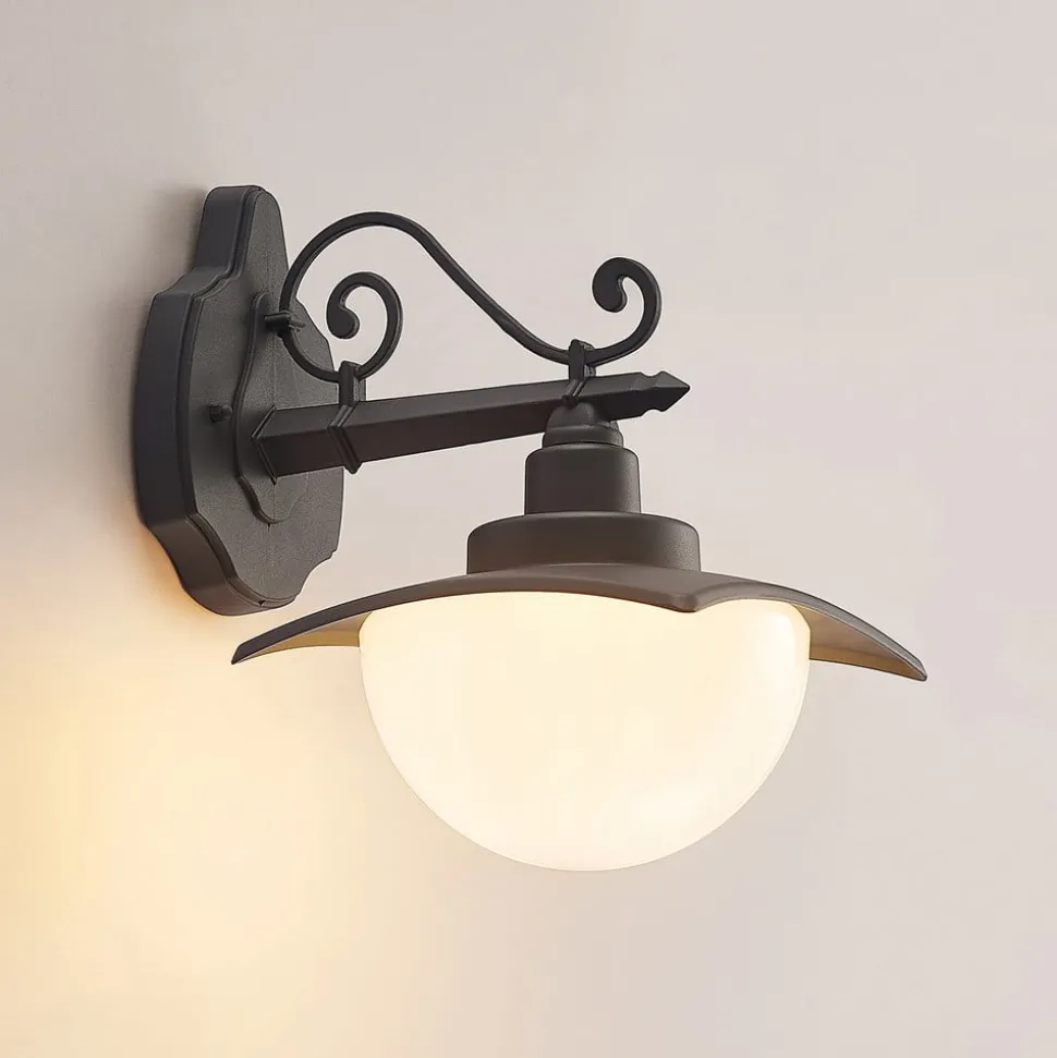 Lindby buitenwandlamp Elinda, hoogte 29 cm, antraciet, glas