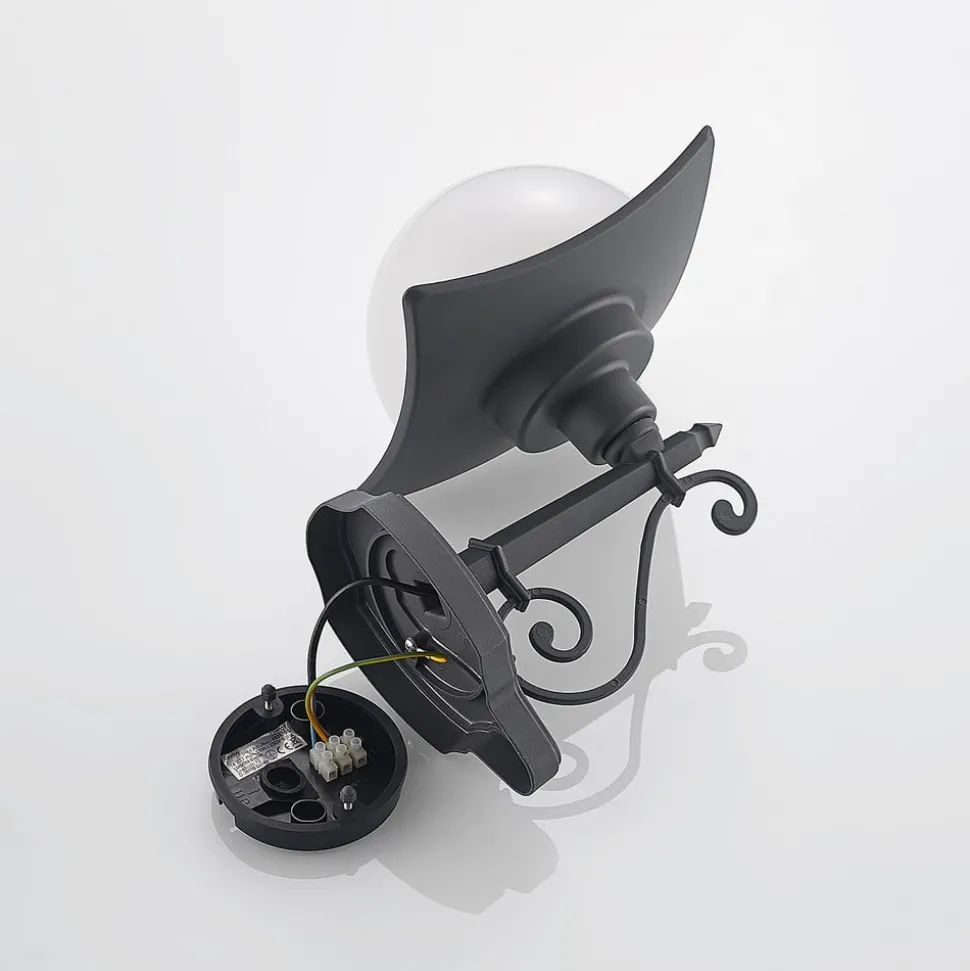 Lindby buitenwandlamp Elinda, hoogte 29 cm, antraciet, glas