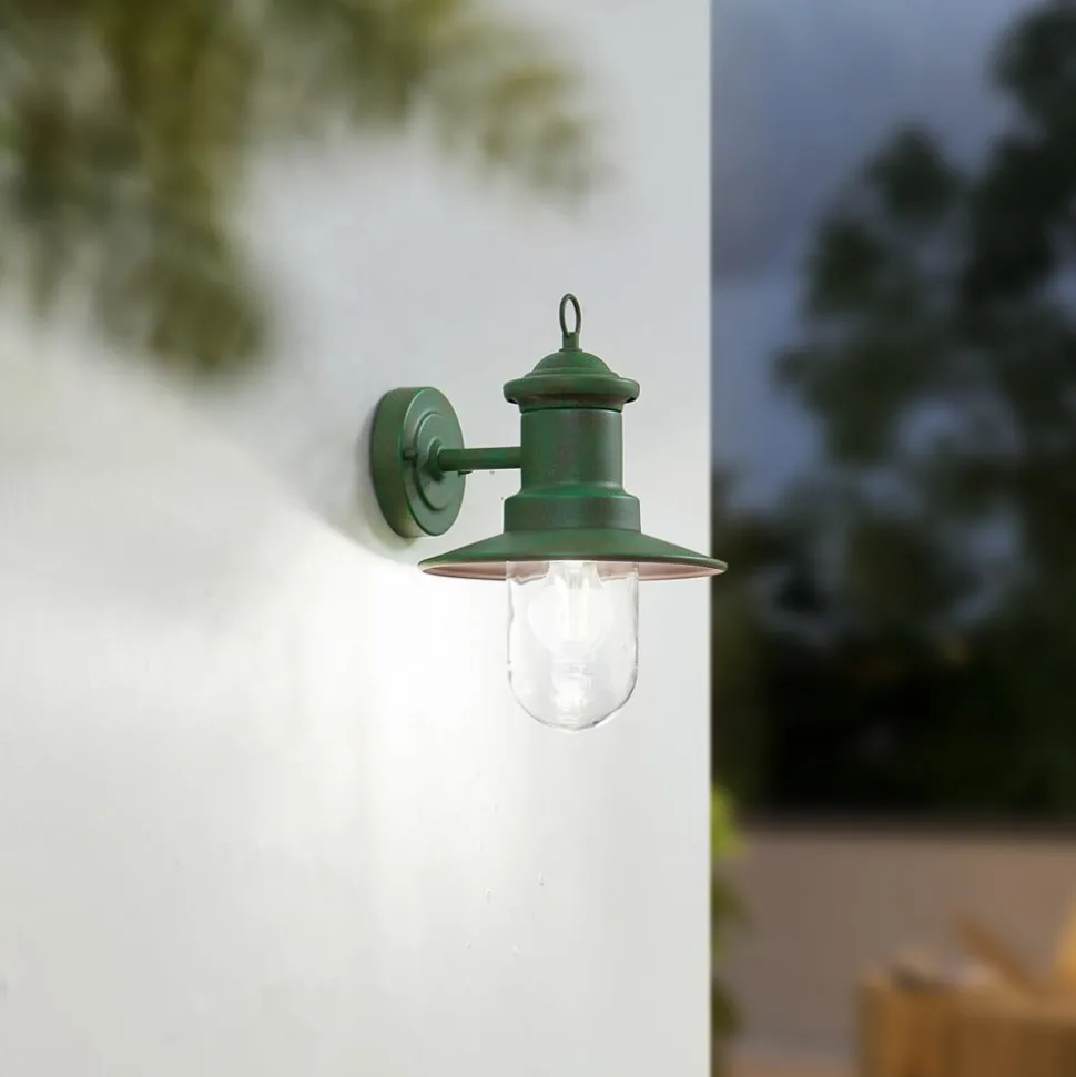 Lindby buitenwandlamp Eloretta, 22 cm, groen, glas, staal