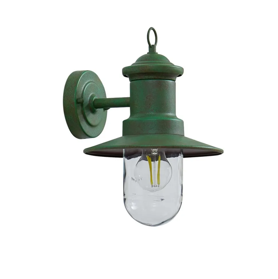 Lindby buitenwandlamp Eloretta, 22 cm, groen, glas, staal