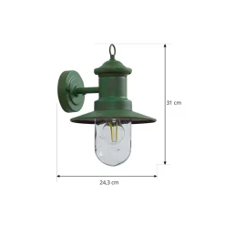 Lindby buitenwandlamp Eloretta, 22 cm, groen, glas, staal