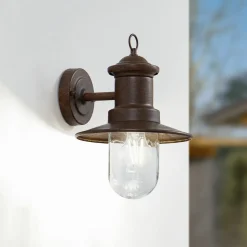 Lindby buitenwandlamp Eloretta, roest, staal, hoogte 31 cm