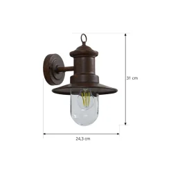 Lindby buitenwandlamp Eloretta, roest, staal, hoogte 31 cm