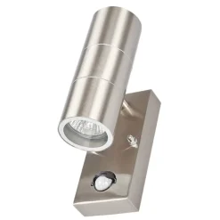 Lindby buitenwandlamp Eyrin, hoogte 22 cm, roestvrij staal, sensor