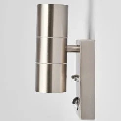 Lindby buitenwandlamp Eyrin, hoogte 22 cm, roestvrij staal, sensor