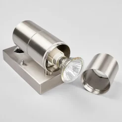 Lindby buitenwandlamp Eyrin, hoogte 22 cm, roestvrij staal, sensor