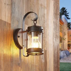 Lindby buitenwandlamp Farly, roestbruin, aluminium, 17cm