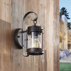 Lindby buitenwandlamp Farly, roestbruin, aluminium, 17cm