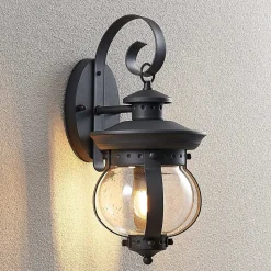 Lindby buitenwandlamp Farley, 40 cm, donkergrijs, IP44, E27