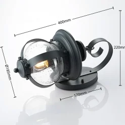 Lindby buitenwandlamp Farley, 40 cm, donkergrijs, IP44, E27