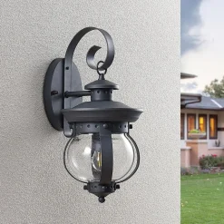 Lindby buitenwandlamp Farley, 40 cm, donkergrijs, IP44, E27